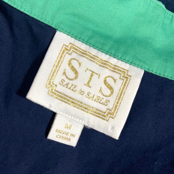 SAIL TO SABLE Tunic Shift Dress SZ M Mint Green Navy - Picture 8 of 8